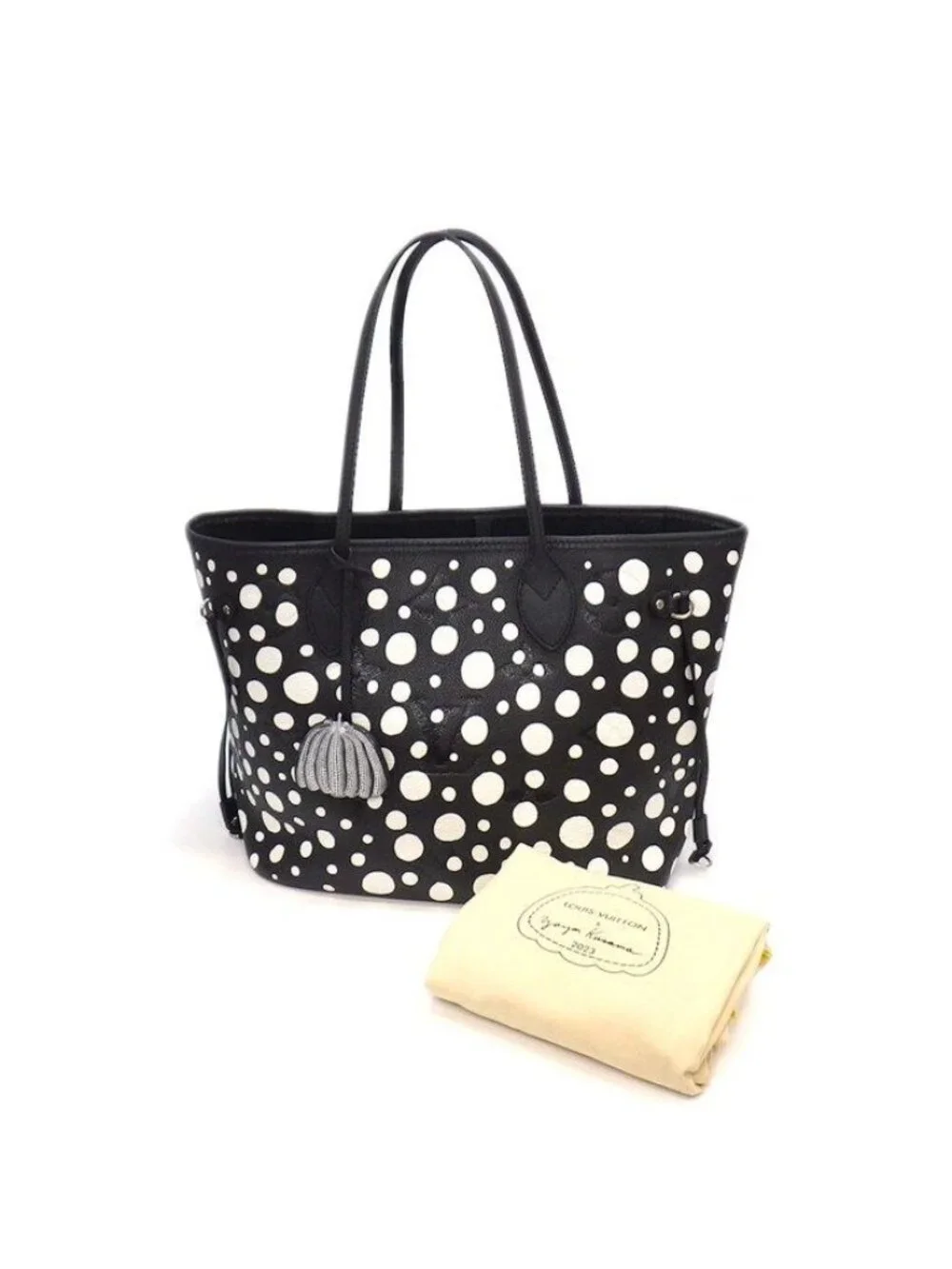 Louis Vuitton Tote LV Yk Neverfull MM Yayoi Kusama Black White Monogram
